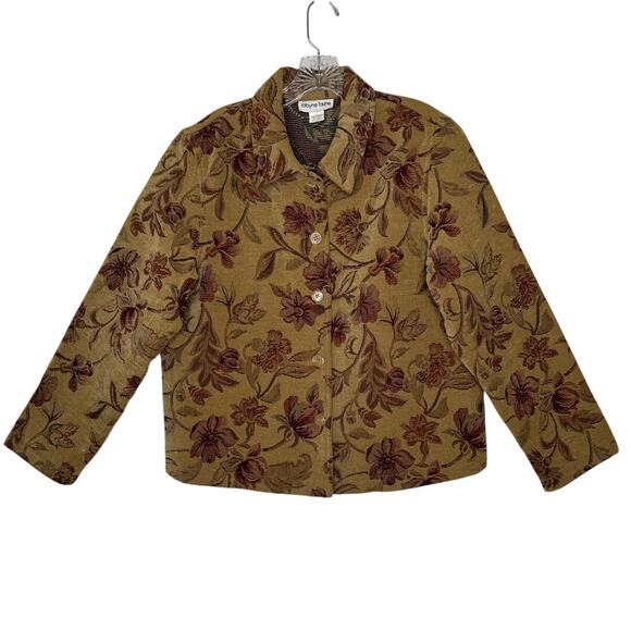 Vintage Robyne Faure Floral Tapestry Jacket 90s Boho fall brown Medium - Picture 2 of 14